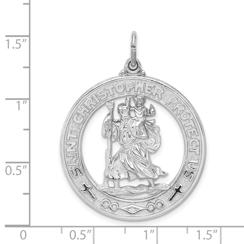 Sterling Silver Rhodium-plated Saint Christopher Medal