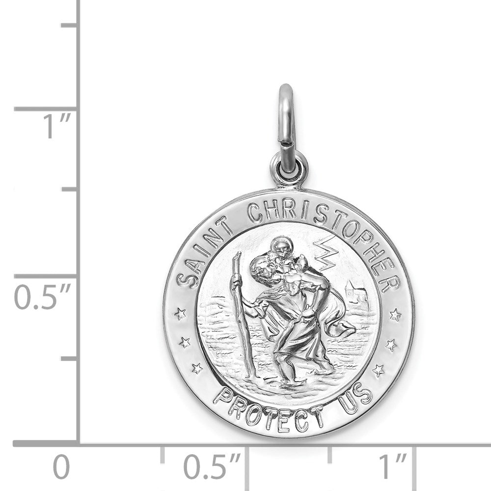 Sterling Silver Rhodium-plated Saint Christopher Medal