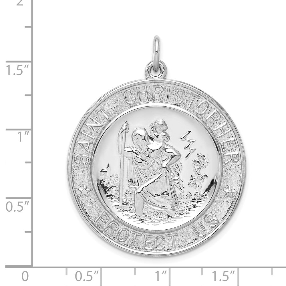 Sterling Silver Rhodium-plated Saint Christopher Medal