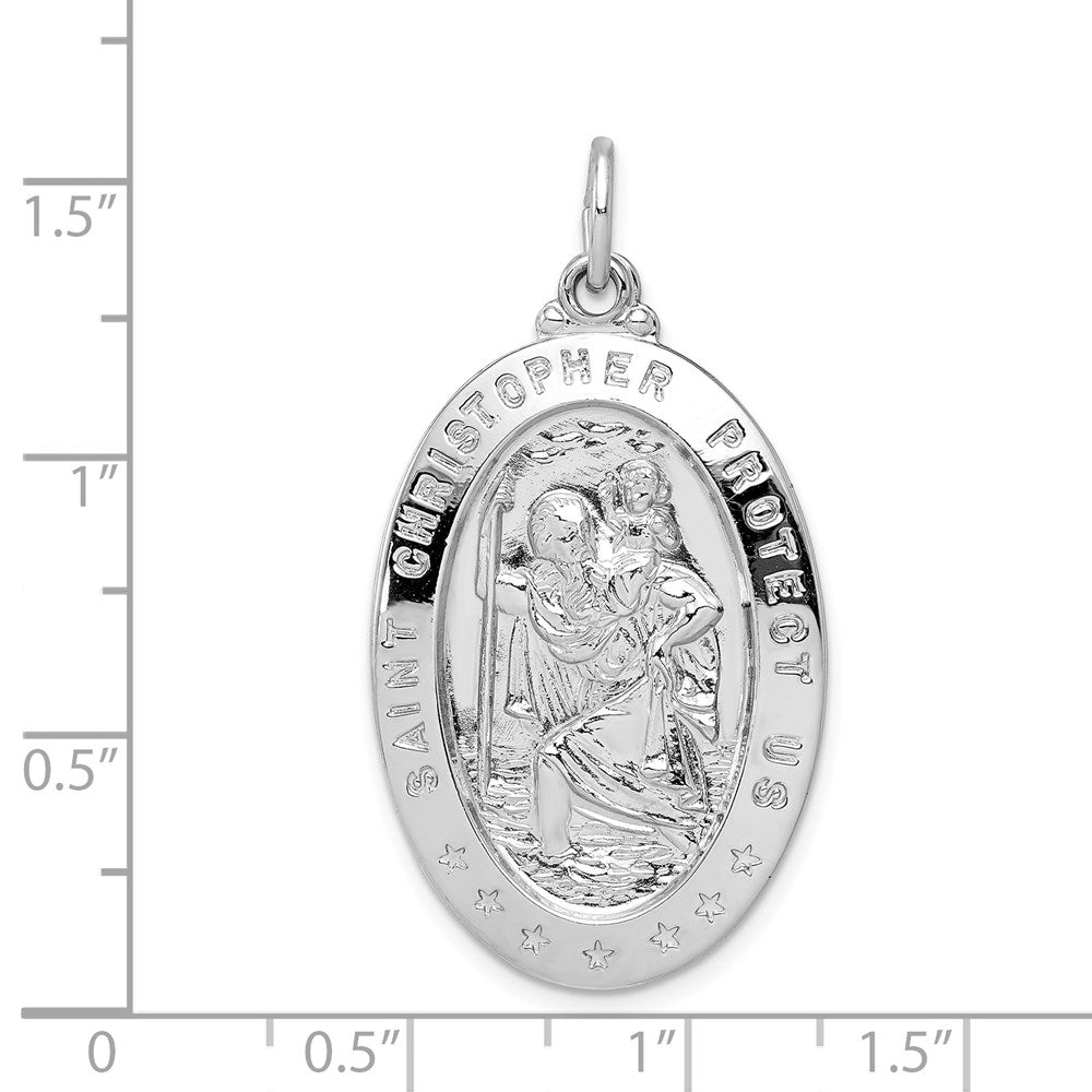 Sterling Silver Rhodium-plated Saint Christopher Medal