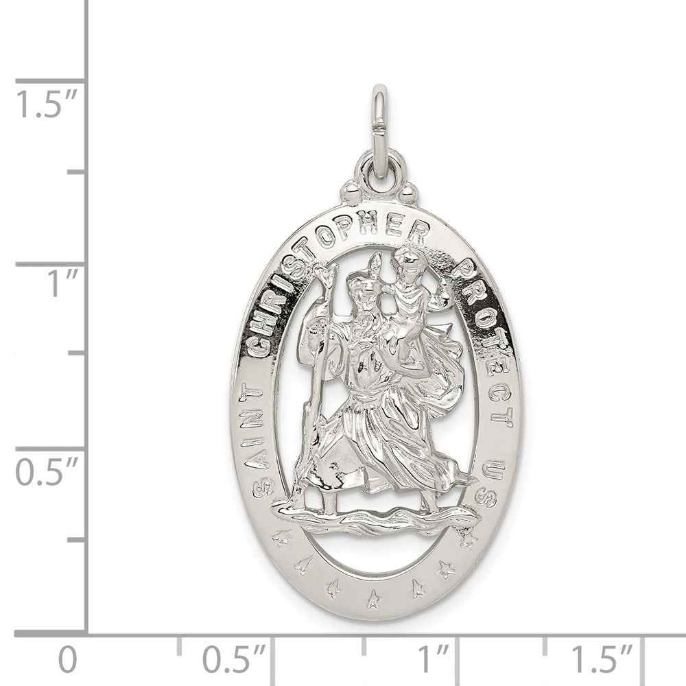 Sterling Silver Rhodium-plated Saint Christopher Medal