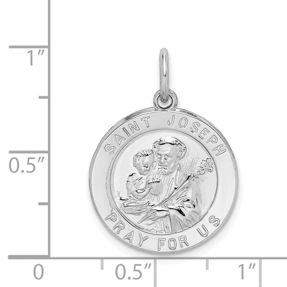 Sterling Silver Rhodium-plated Saint Joseph Medal