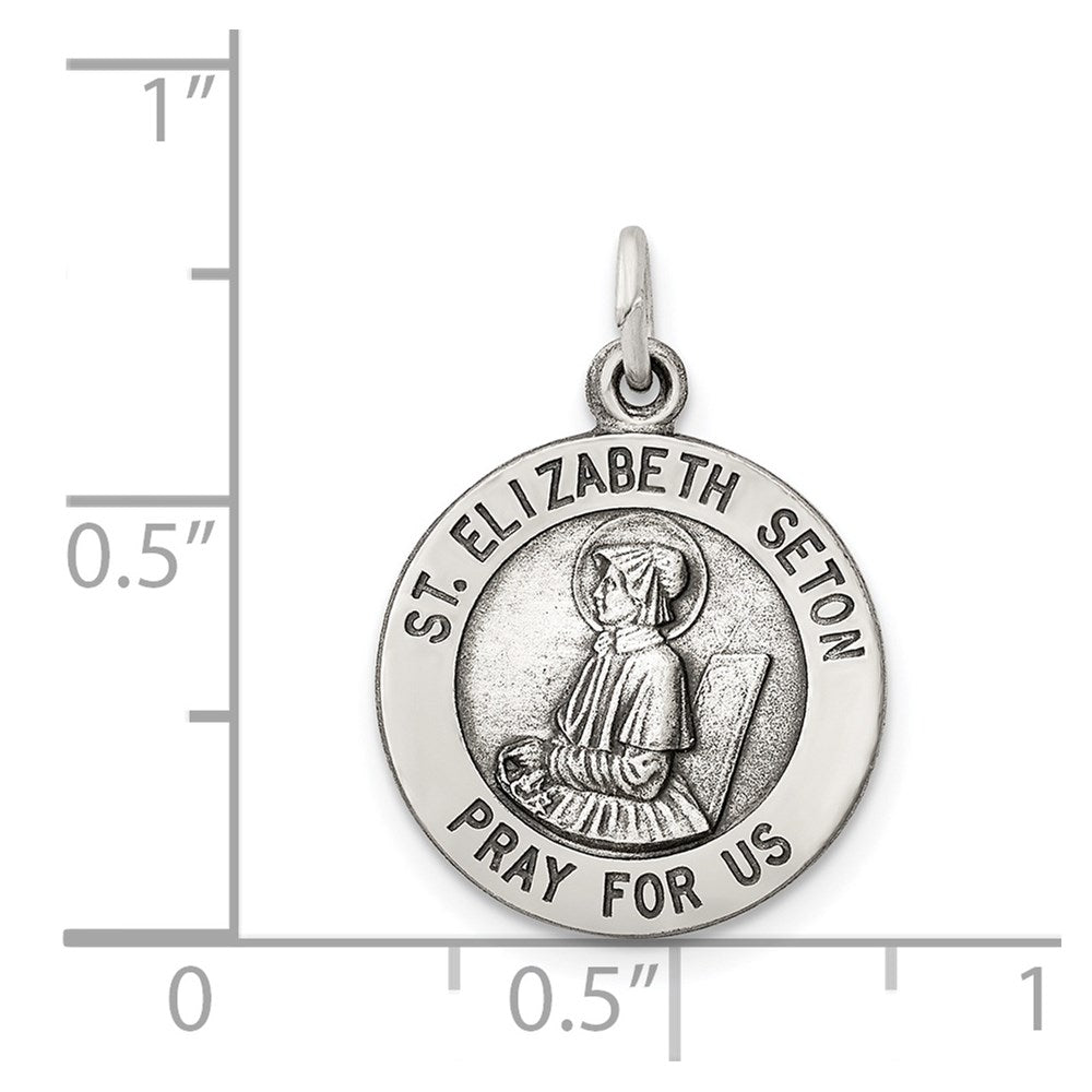 Sterling Silver Antiqued Saint Elizabeth Seton Medal