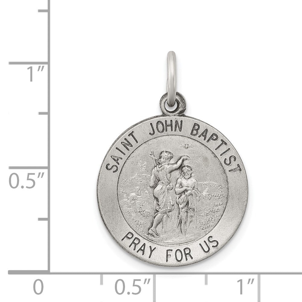 Sterling Silver Antiqued Saint John the Baptist Medal
