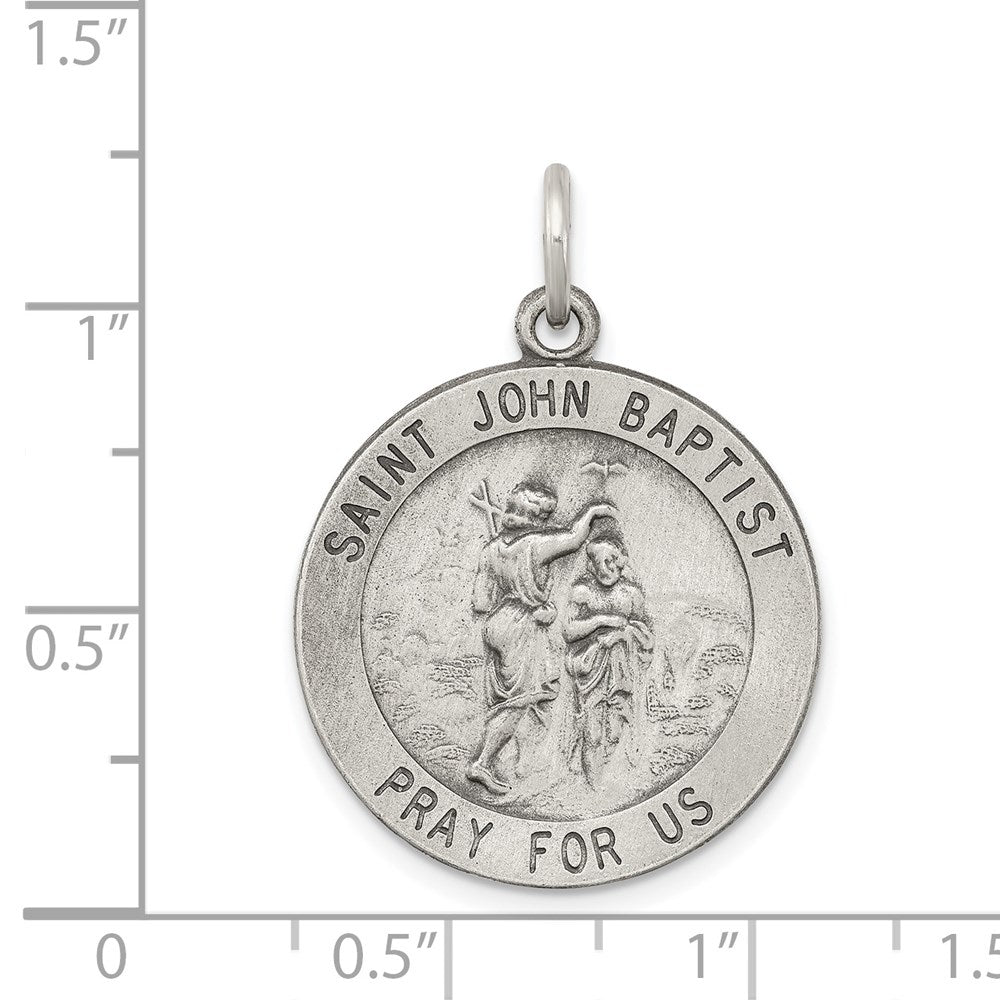 Sterling Silver Antiqued Saint John the Baptist Medal