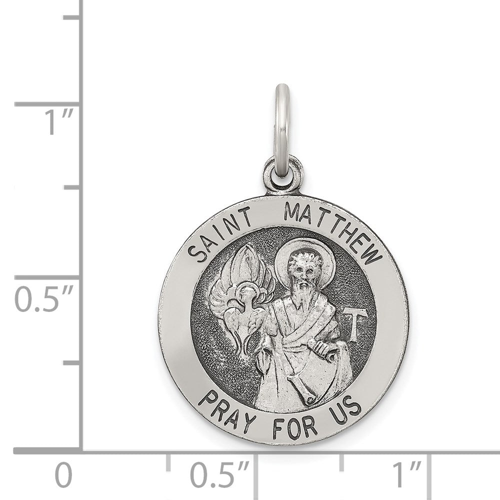 Sterling Silver Antiqued Saint Matthew Medal