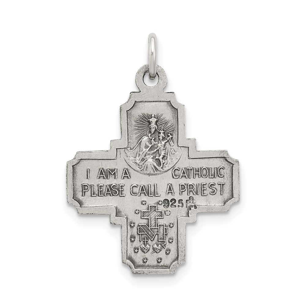 Sterling Silver Antiqued Reversible 4-way Medal