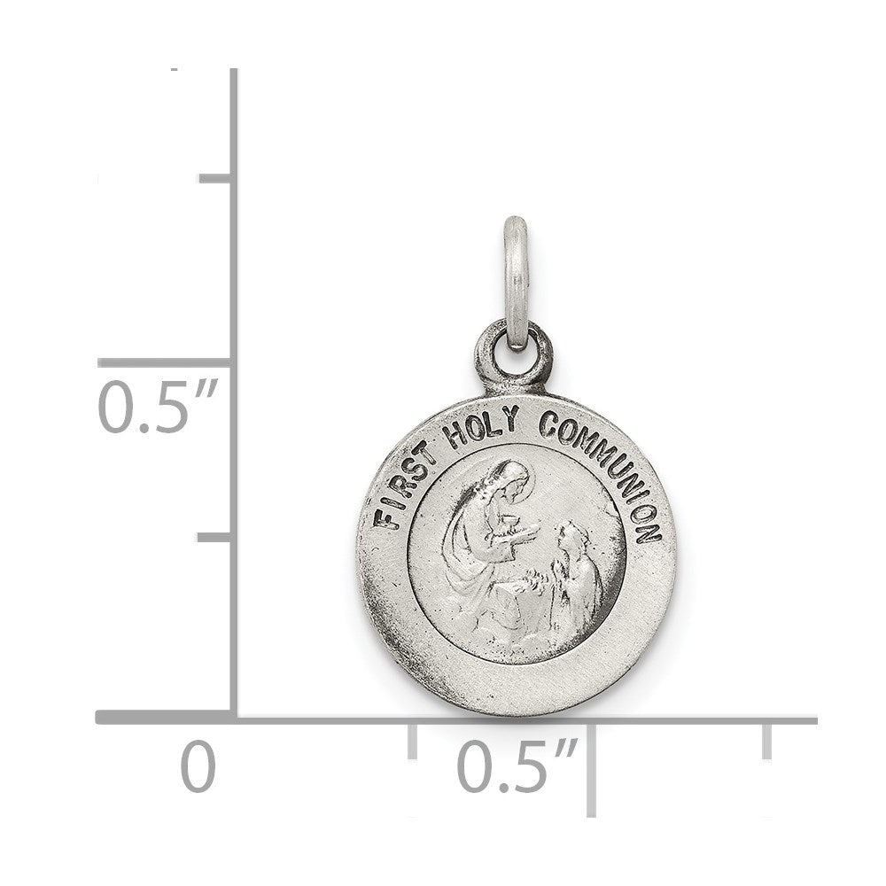 Sterling Silver Antiqued First Holy Communion Medal