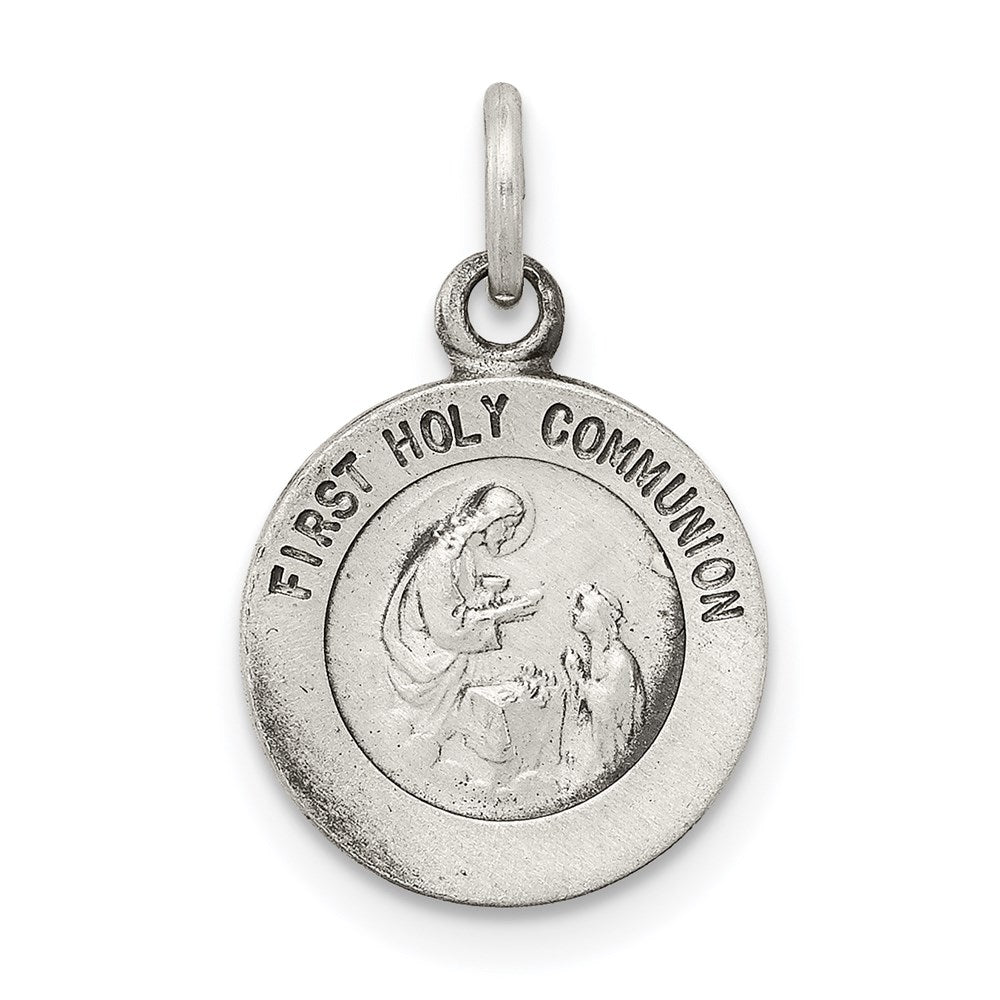 Sterling Silver Antiqued First Holy Communion Medal