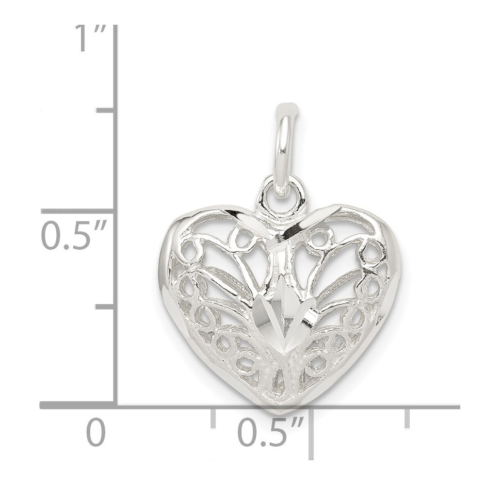Sterling Silver Filigree Heart Charm
