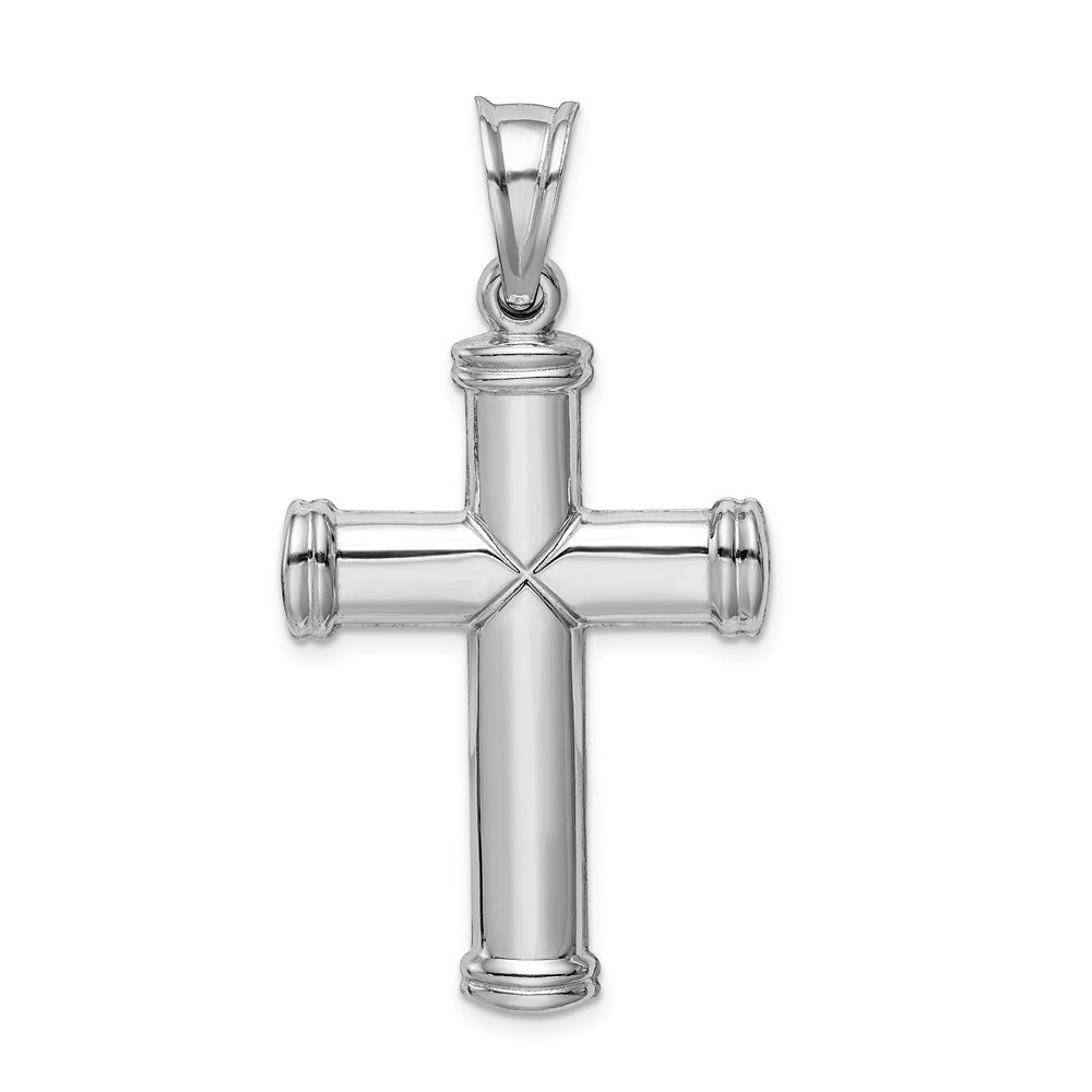 Sterling Silver Rhodium-plated Hollow Reversible Cross Pendant