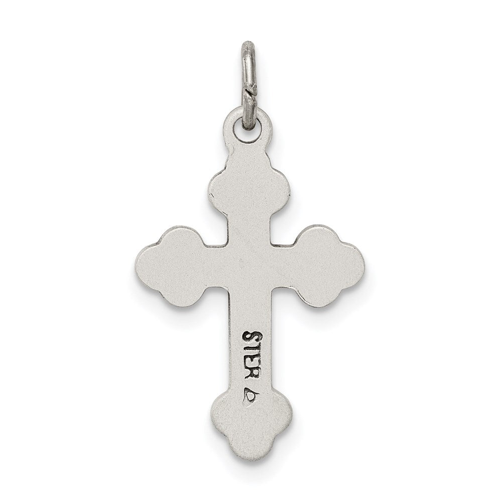 Sterling Silver Antiqued Budded Cross Charm