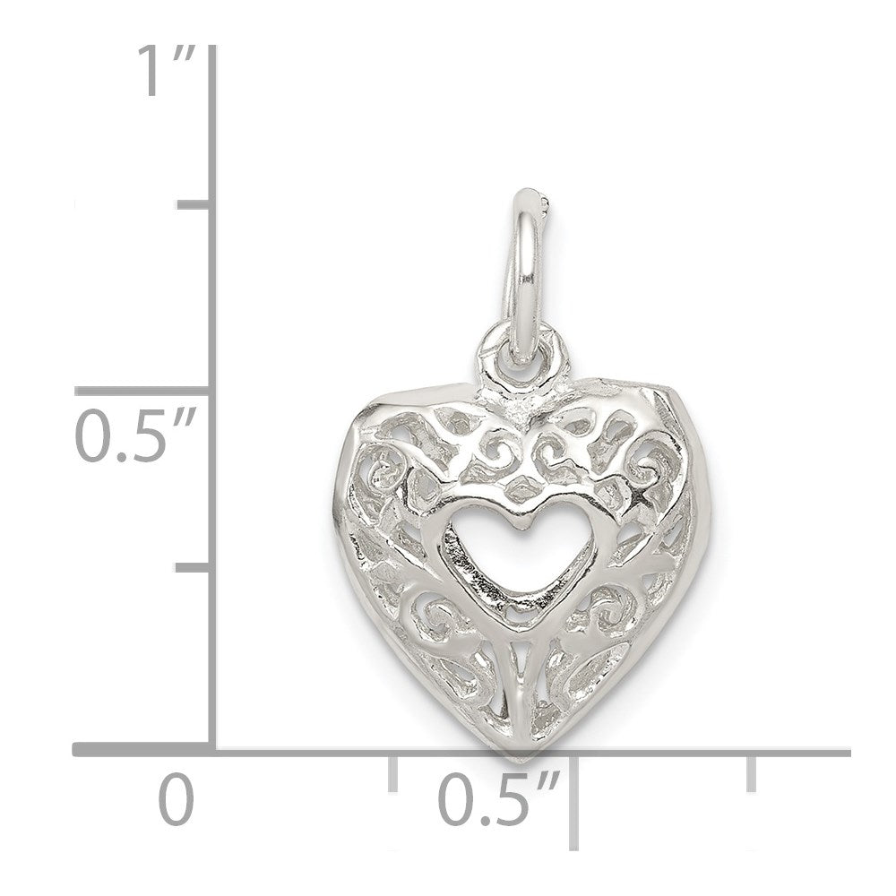 Sterling Silver Filigree Heart Charm