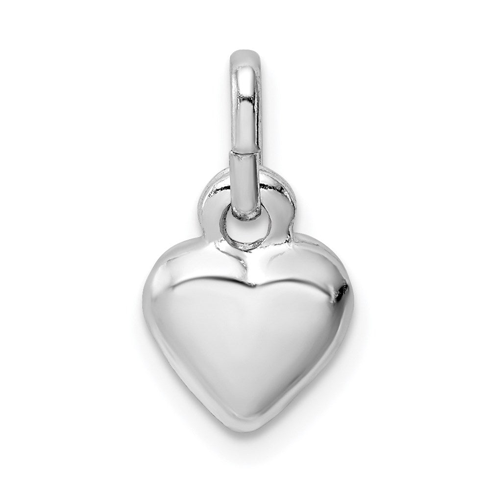 Sterling Silver Rhodium Plated Puffed Heart Charm