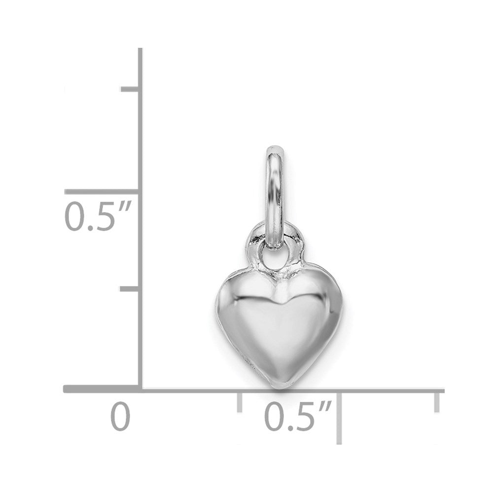 Sterling Silver Rhodium Plated Puffed Heart Charm