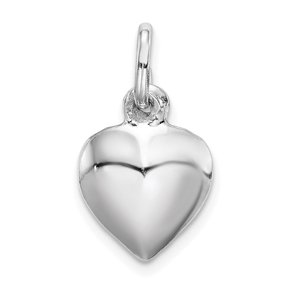 Sterling Silver Rhodium-plated Puffed Heart Charm