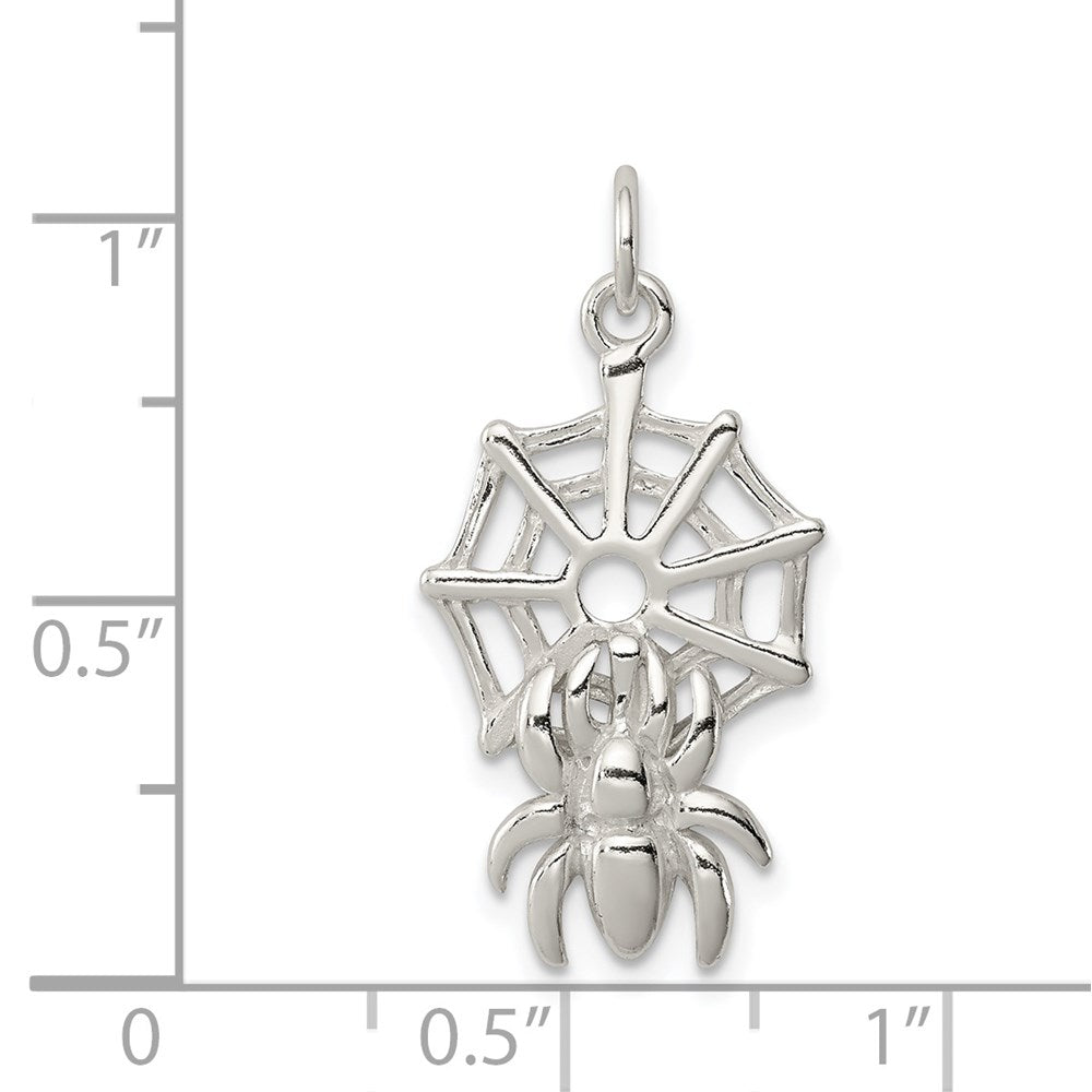 Sterling Silver Spider on Web Charm