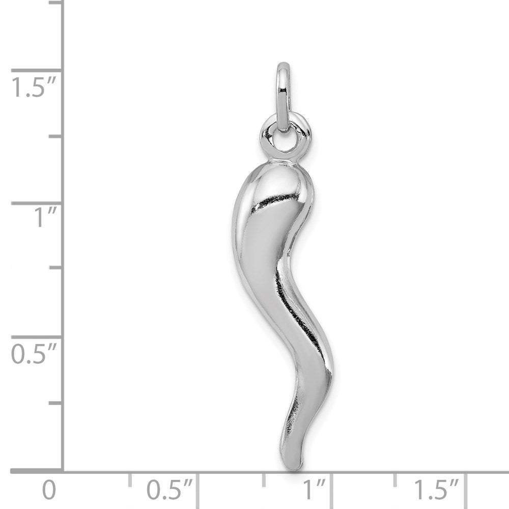 Sterling Silver Rhodium-plated Italian Horn Pendant