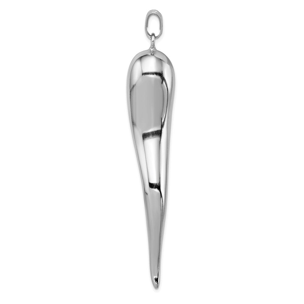 Sterling Silver Rhodium-plated Italian Horn Pendant