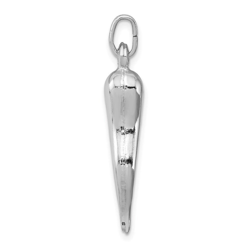 Sterling Silver Rhodium-plated Italian Horn Pendant