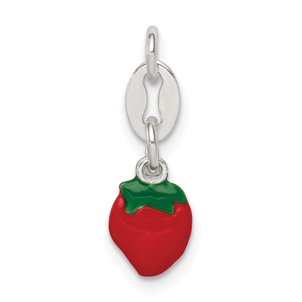 Sterling Silver Enameled Strawberry Charm