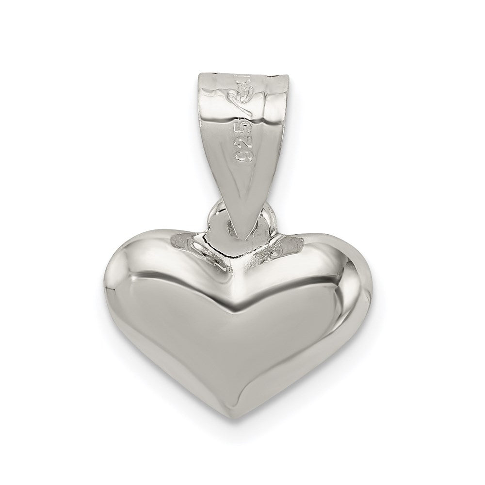 Sterling Silver Rhodium-plated Puffed Heart Charm