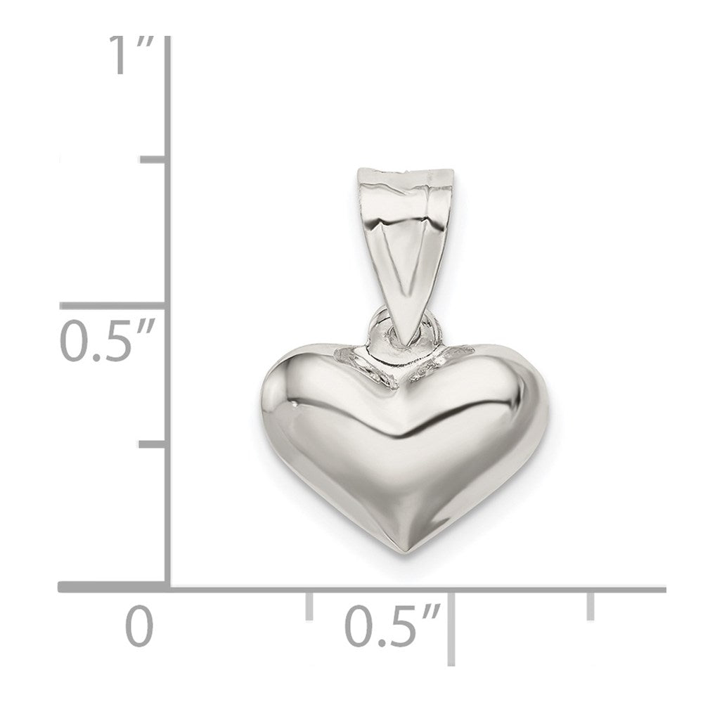 Sterling Silver Rhodium-plated Puffed Heart Charm