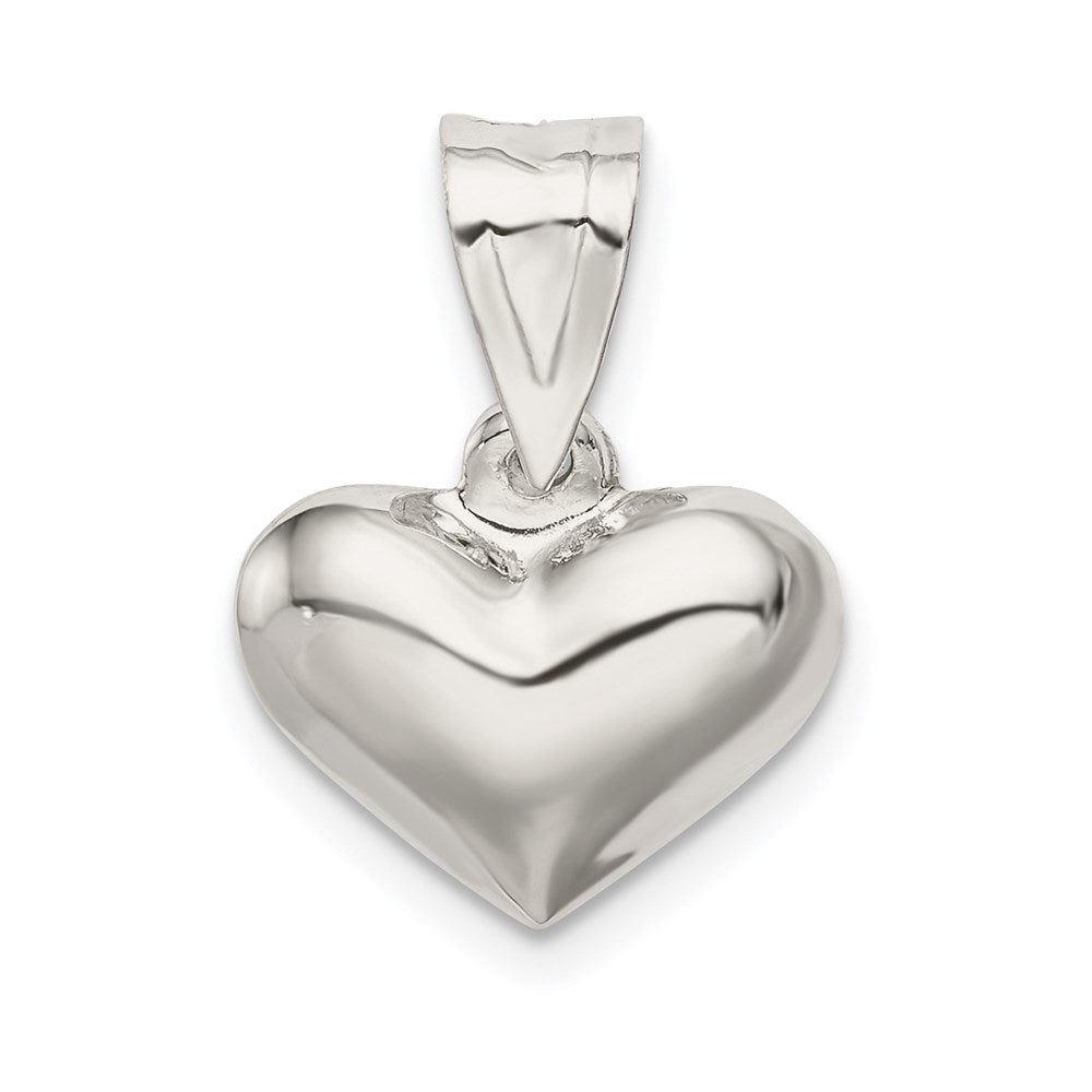 Sterling Silver Rhodium-plated Puffed Heart Charm