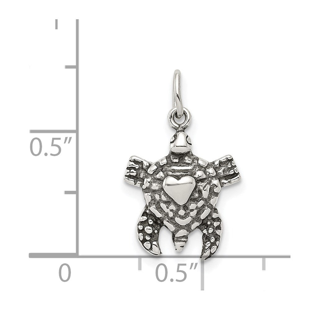 Sterling Silver Antiqued Sea Turtle Charm