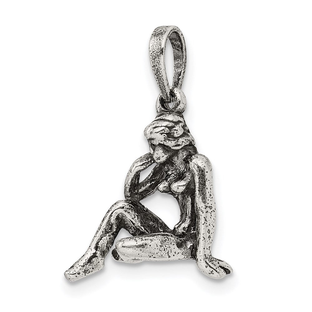 Sterling Silver Antiqued Virgo Zodiac Pendant