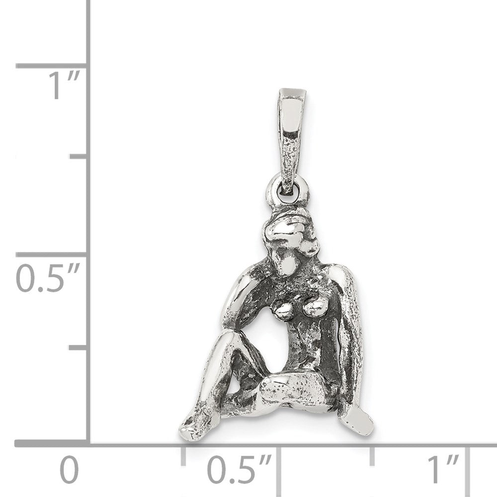Sterling Silver Antiqued Virgo Zodiac Pendant