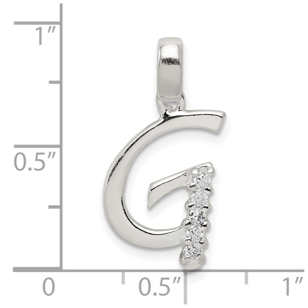 Sterling Silver CZ Letter G Initial Pendant