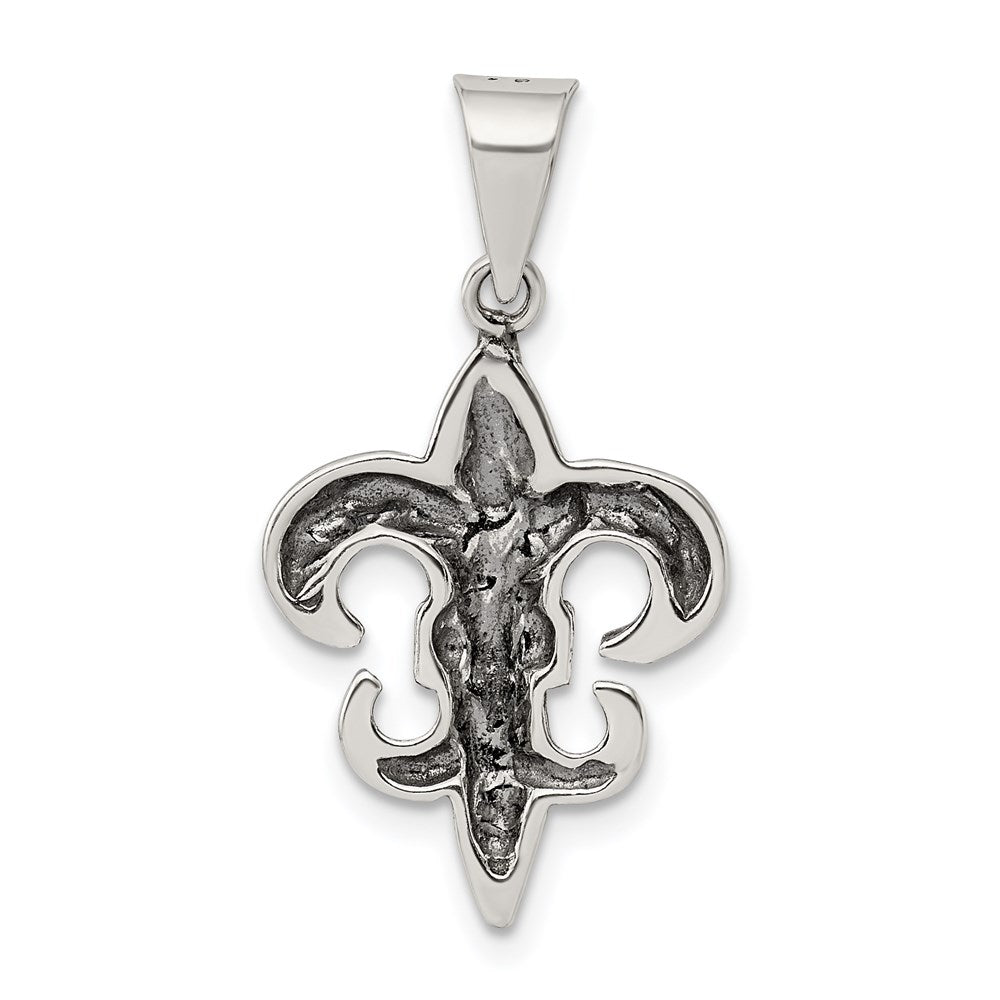 Sterling Silver Antiqued Fleur De lis Pendant