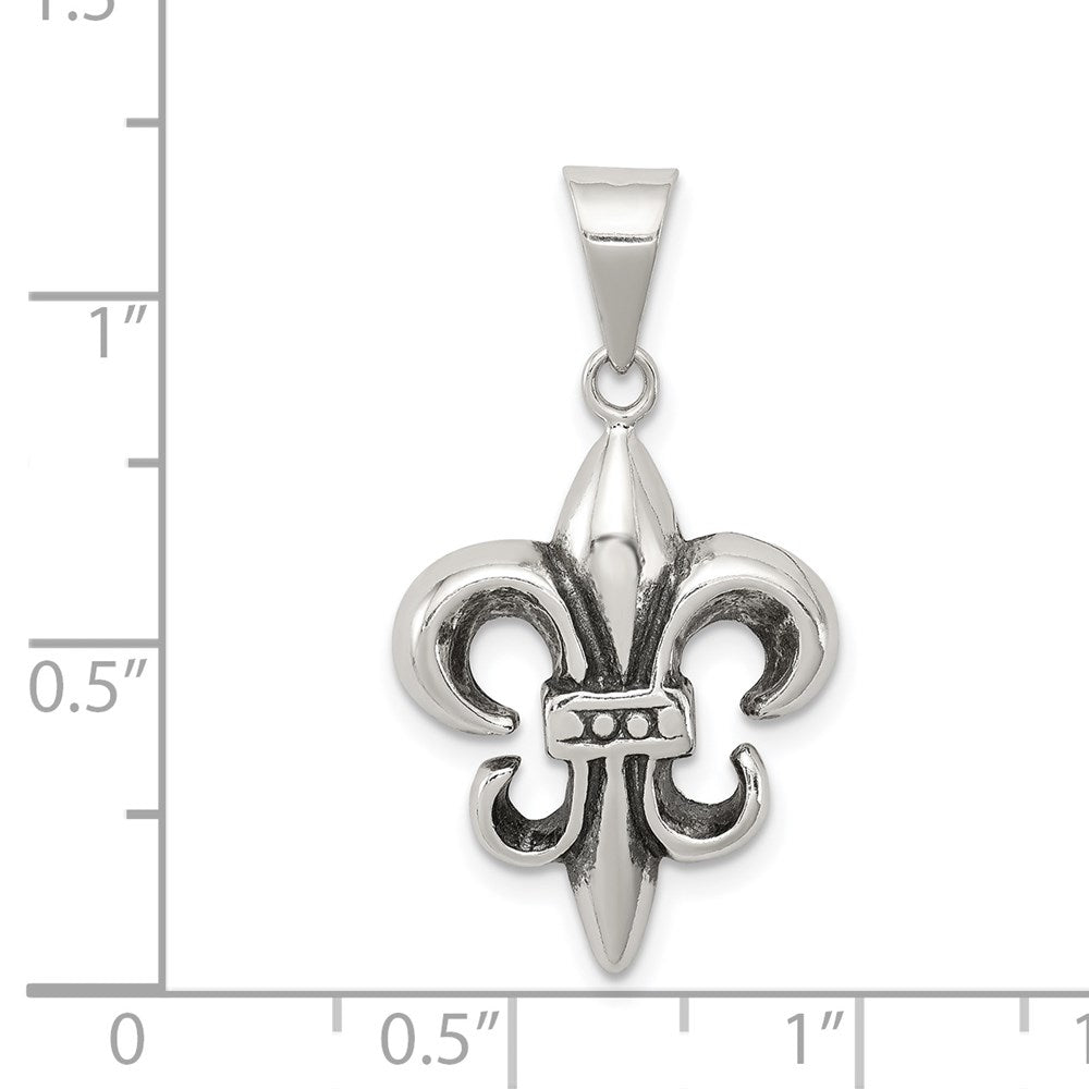 Sterling Silver Antiqued Fleur De lis Pendant
