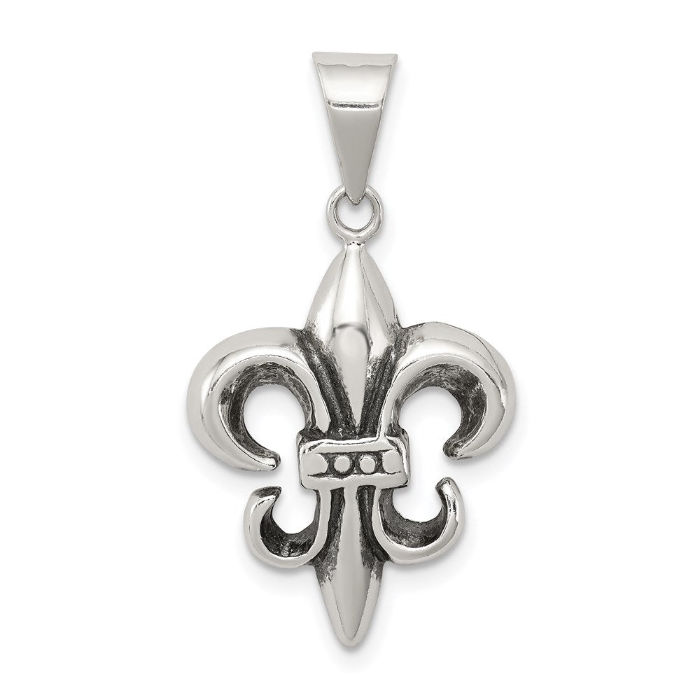 Sterling Silver Antiqued Fleur De lis Pendant