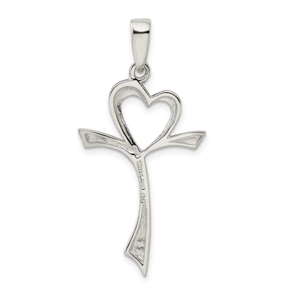 Sterling Silver Polished Heart Cross