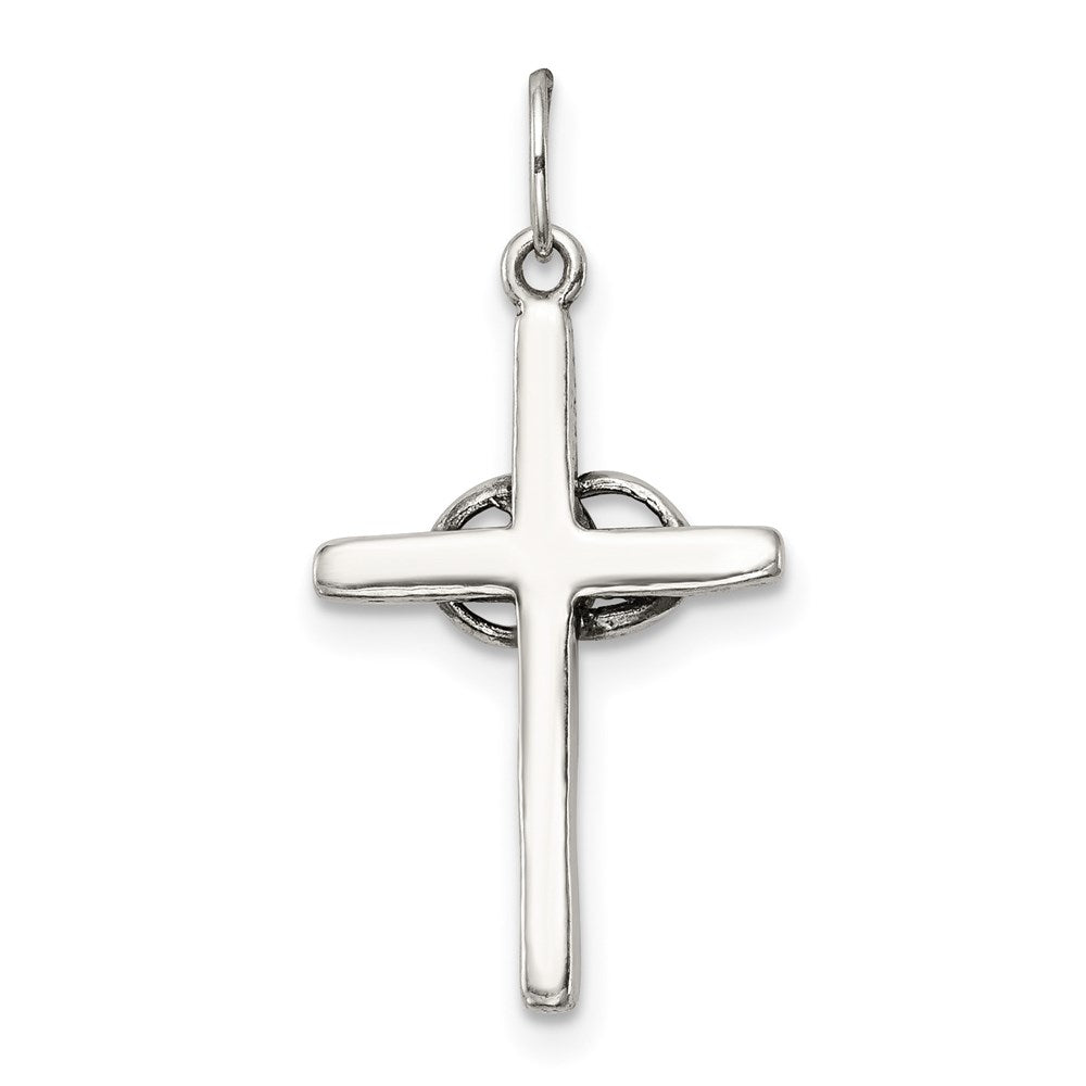 Sterling Silver Antiqued Wedding Cross Charm