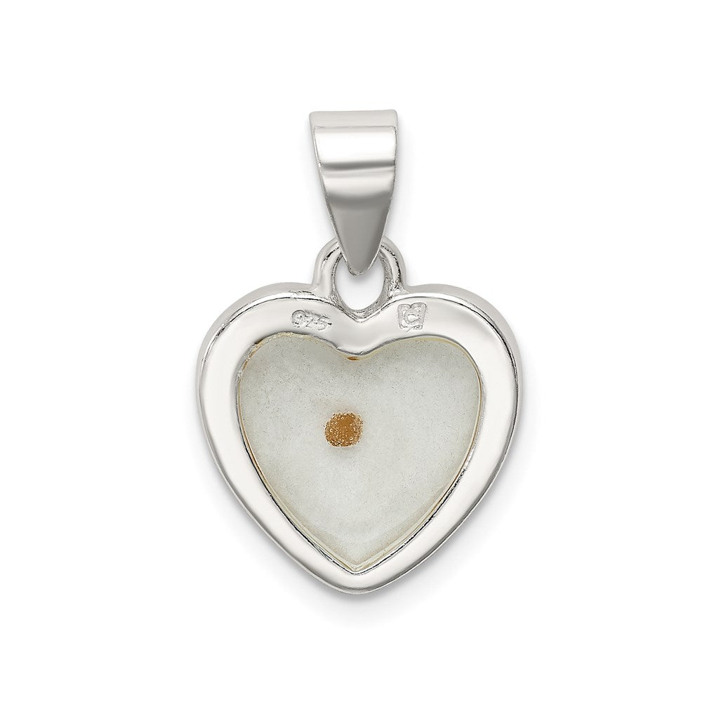 Sterling Silver Rhodium-plated Enameled Mustard Seed Heart Pendant