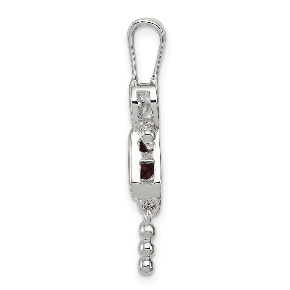 Sterling Silver Rhodium-plated CZ & February Glass Girl Pendant