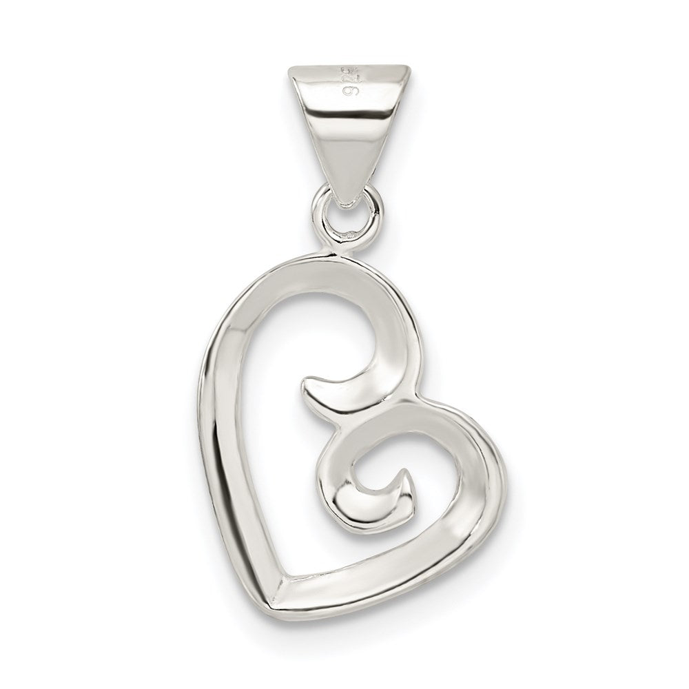 Sterling Silver Polished Fancy Swirl Heart Pendant