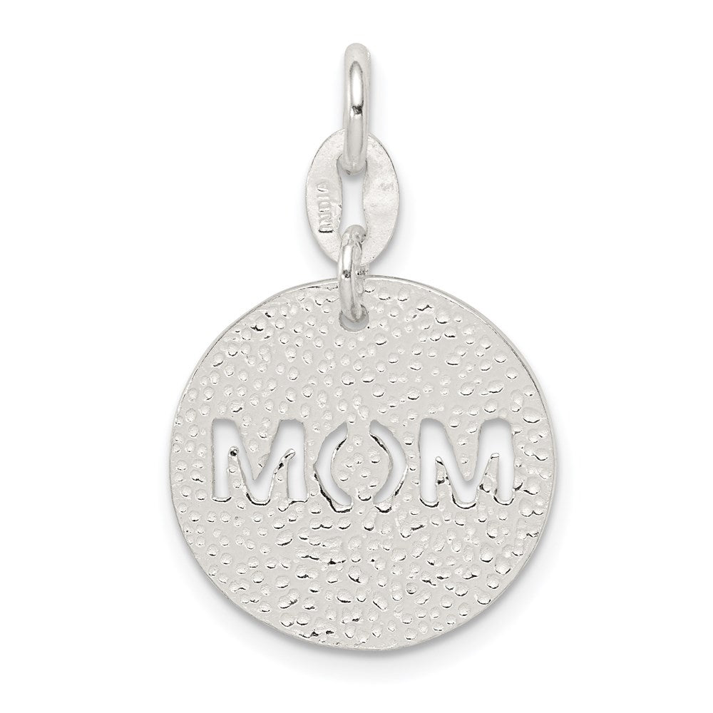 Sterling Silver Polished Circle Mom Charm