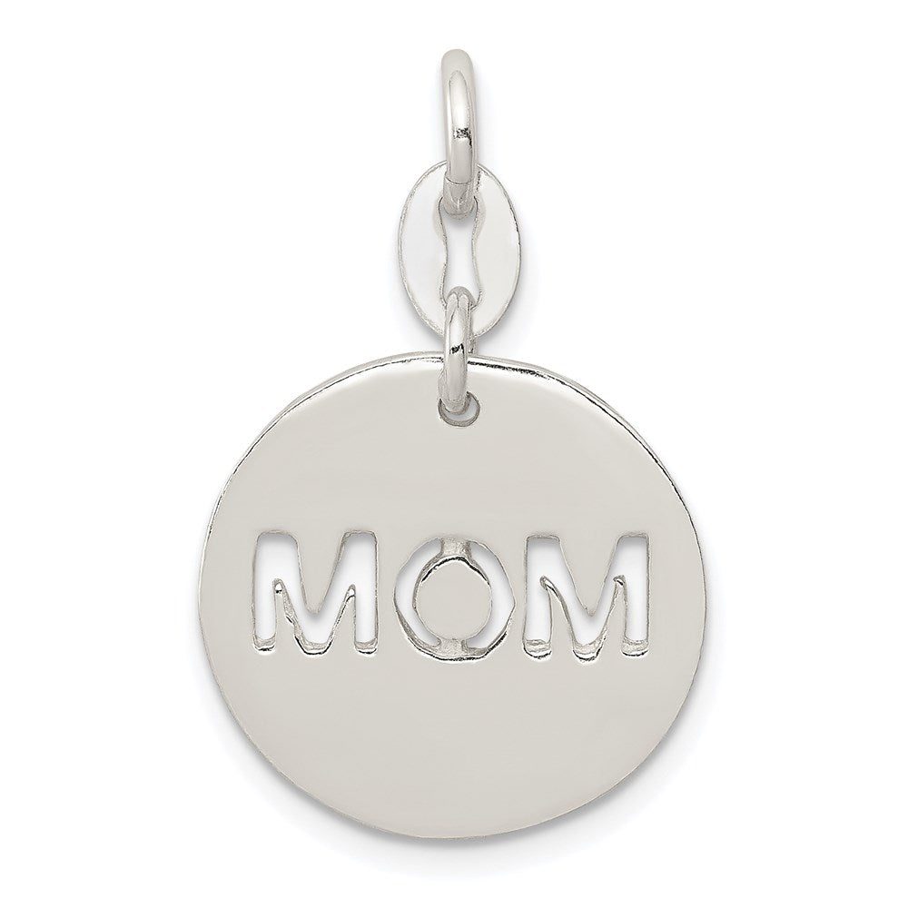Sterling Silver Polished Circle Mom Charm