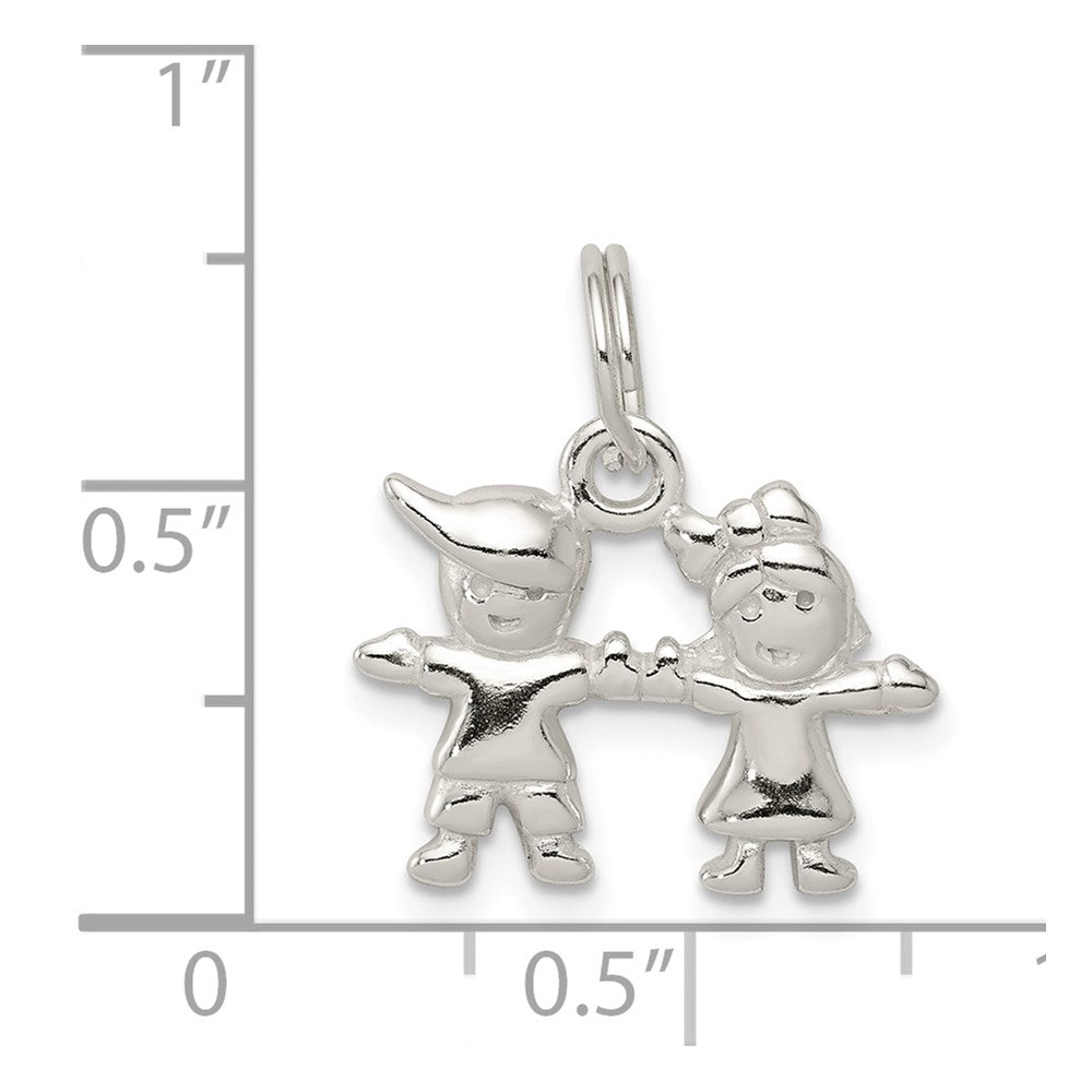 Sterling Silver Polished Boy and Girl Charm