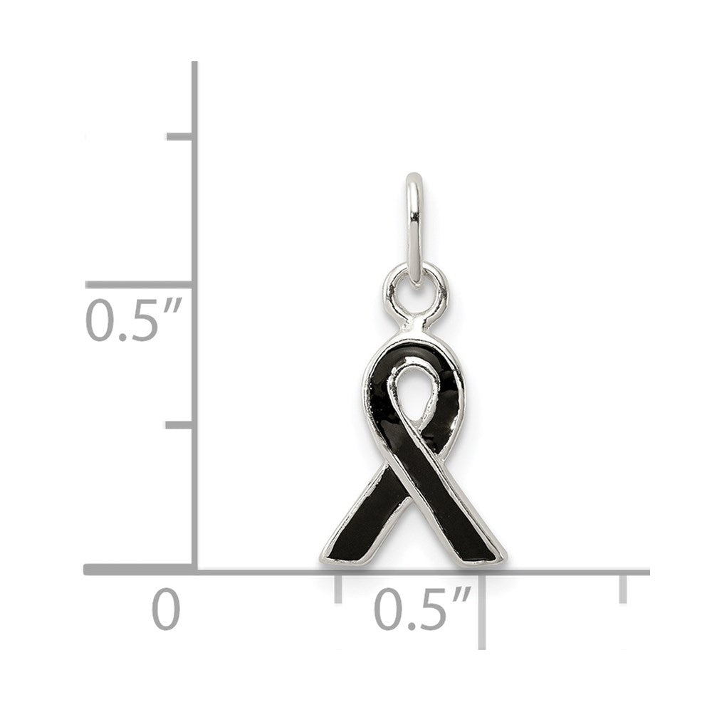 Sterling Silver Black Enameled Awareness Charm