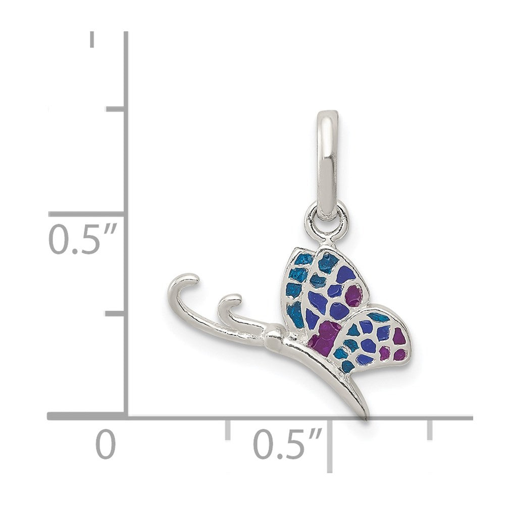 Sterling Silver Enameled Butterfly Charm