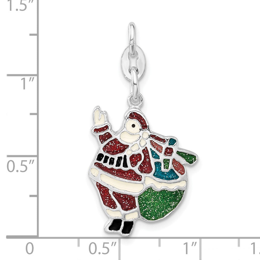 Sterling Silver Enameled Santa Charm