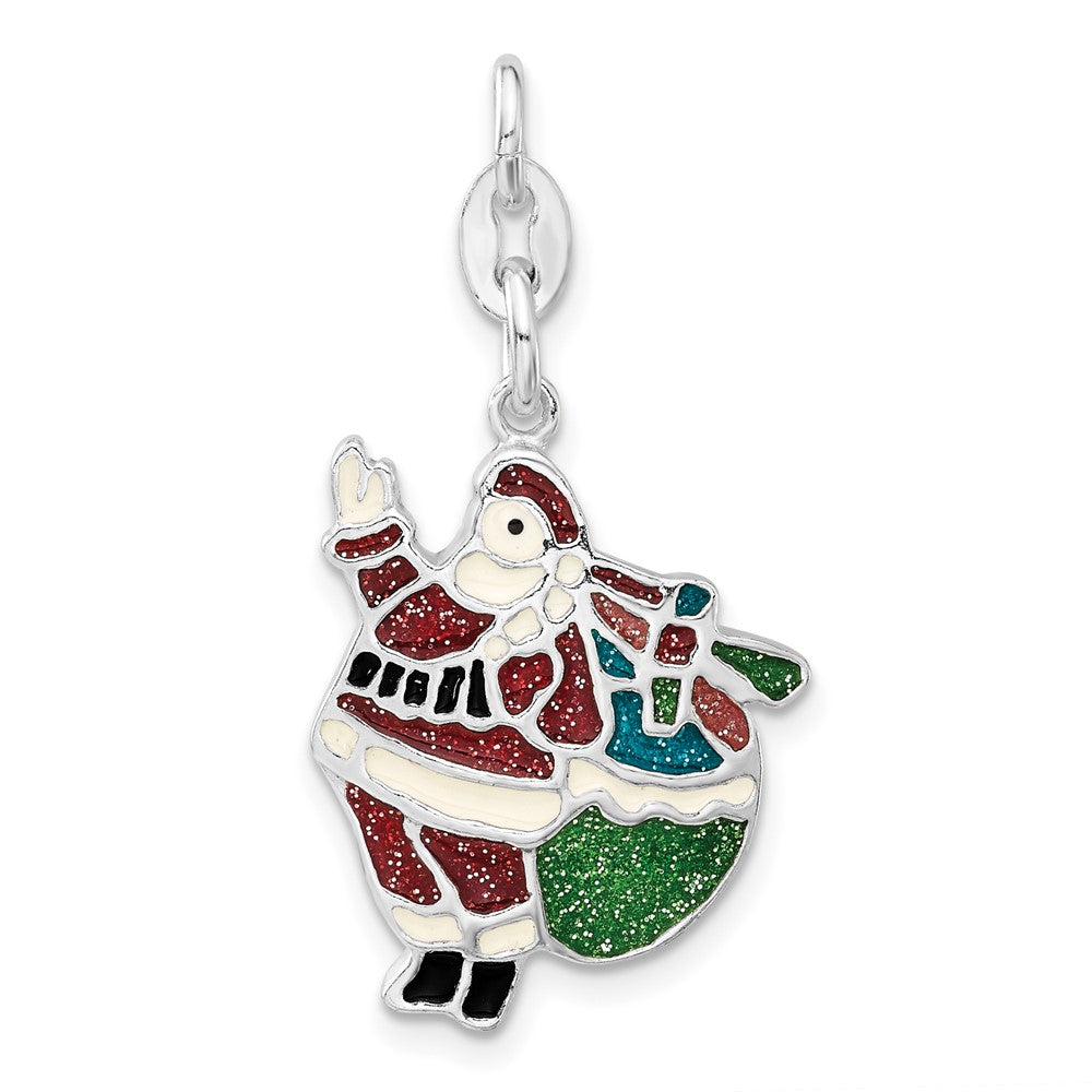 Sterling Silver Enameled Santa Charm