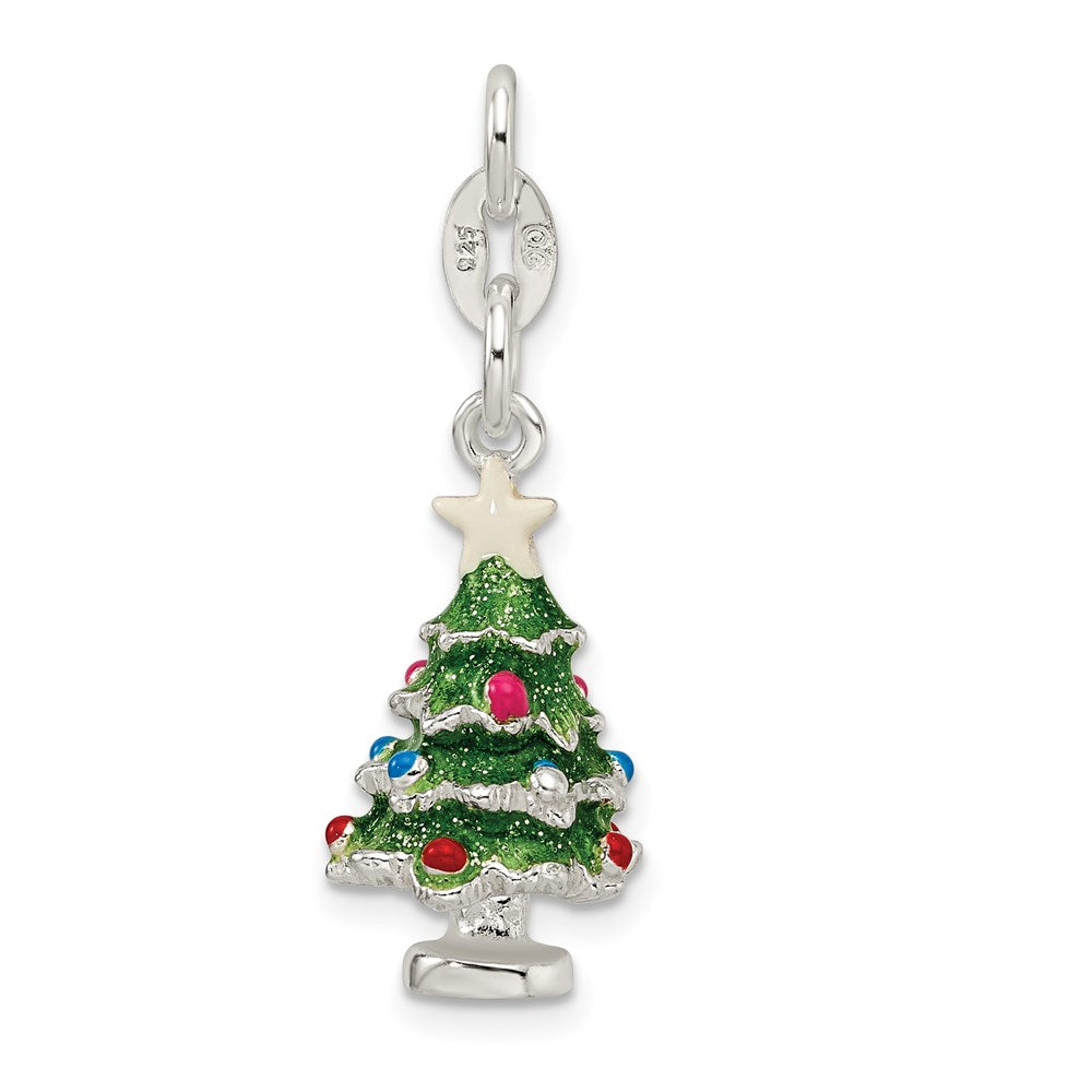 Sterling Silver Enameled Christmas Tree Charm