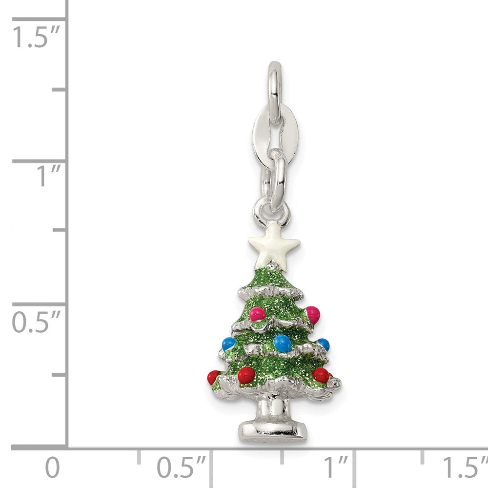 Sterling Silver Enameled Christmas Tree Charm