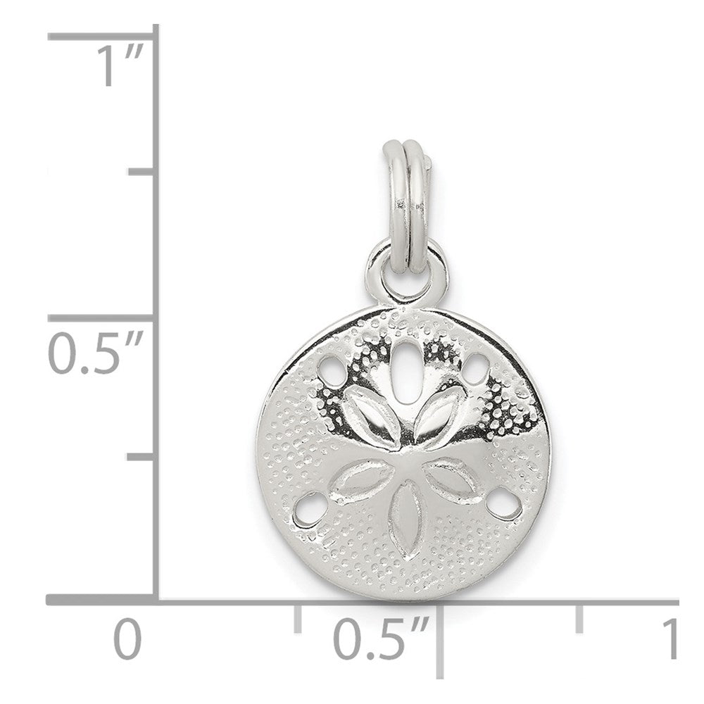 Sterling Silver Rhodium-plated Polished Sand Dollar Charm